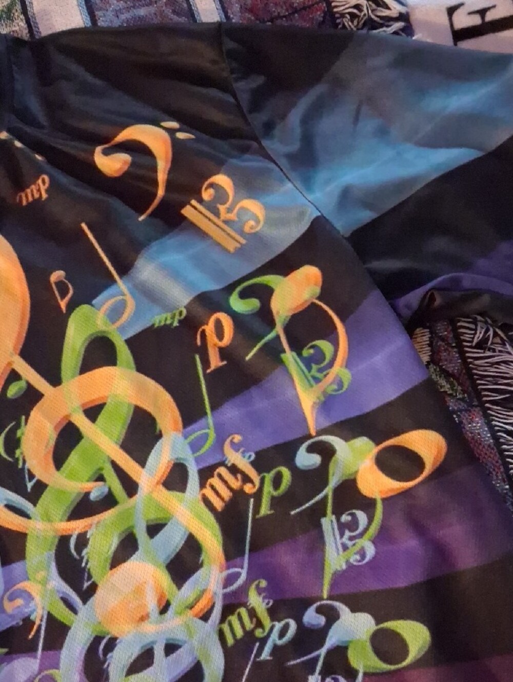 Mens Black Music Notes Graphic Tee - Picture 4 of 5